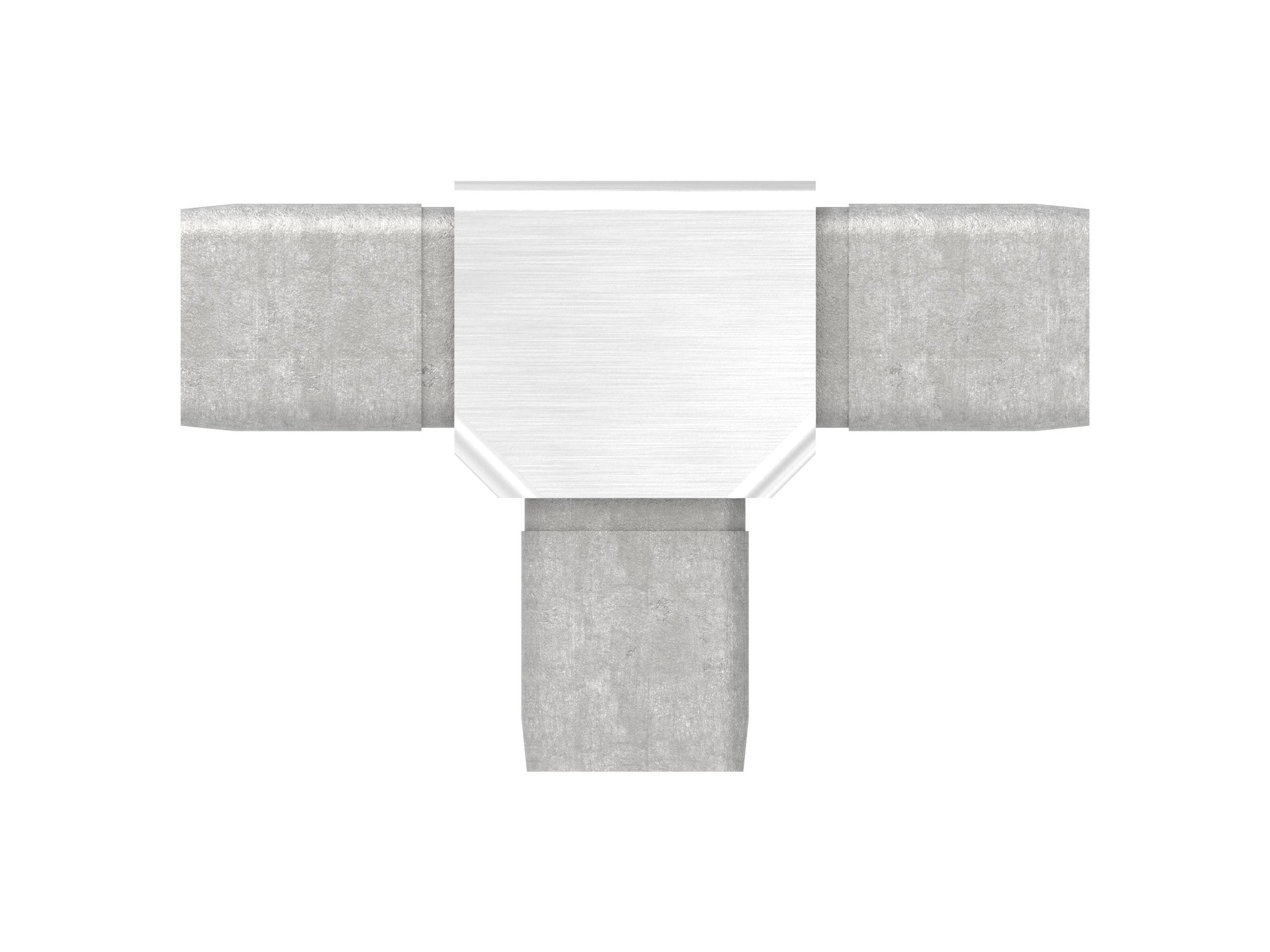 Edelstahl T-Verbinder mit 3 gleichen Abgängen, für Quadratrohre, zum Stecken, V2A / V4A