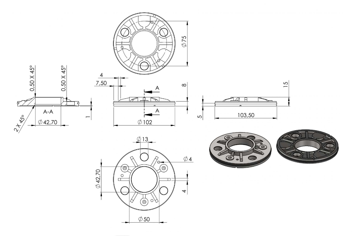 Zeichnung Ankerplatte Ø 103,5 x 8 mm