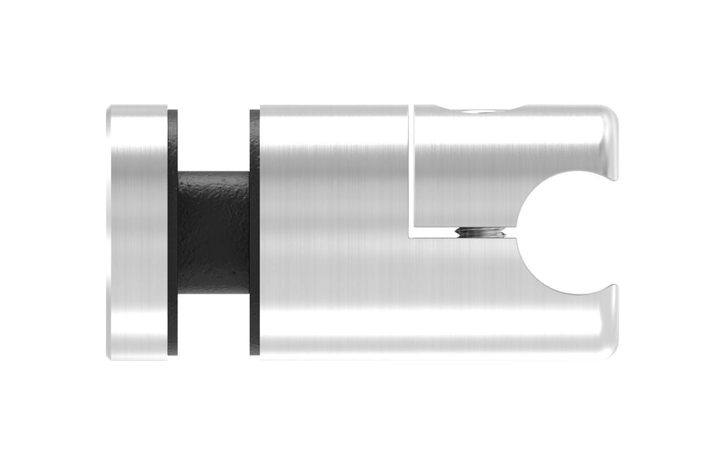 Klemmhalter mit Glaspunkthalter, zur nachträglichen Montage an Rundstab Ø 12 mm, V2A