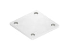 Edelstahl Ankerplatte quadratisch, ohne Fase, 4 Bohrungen, Längsschliff, V2A
