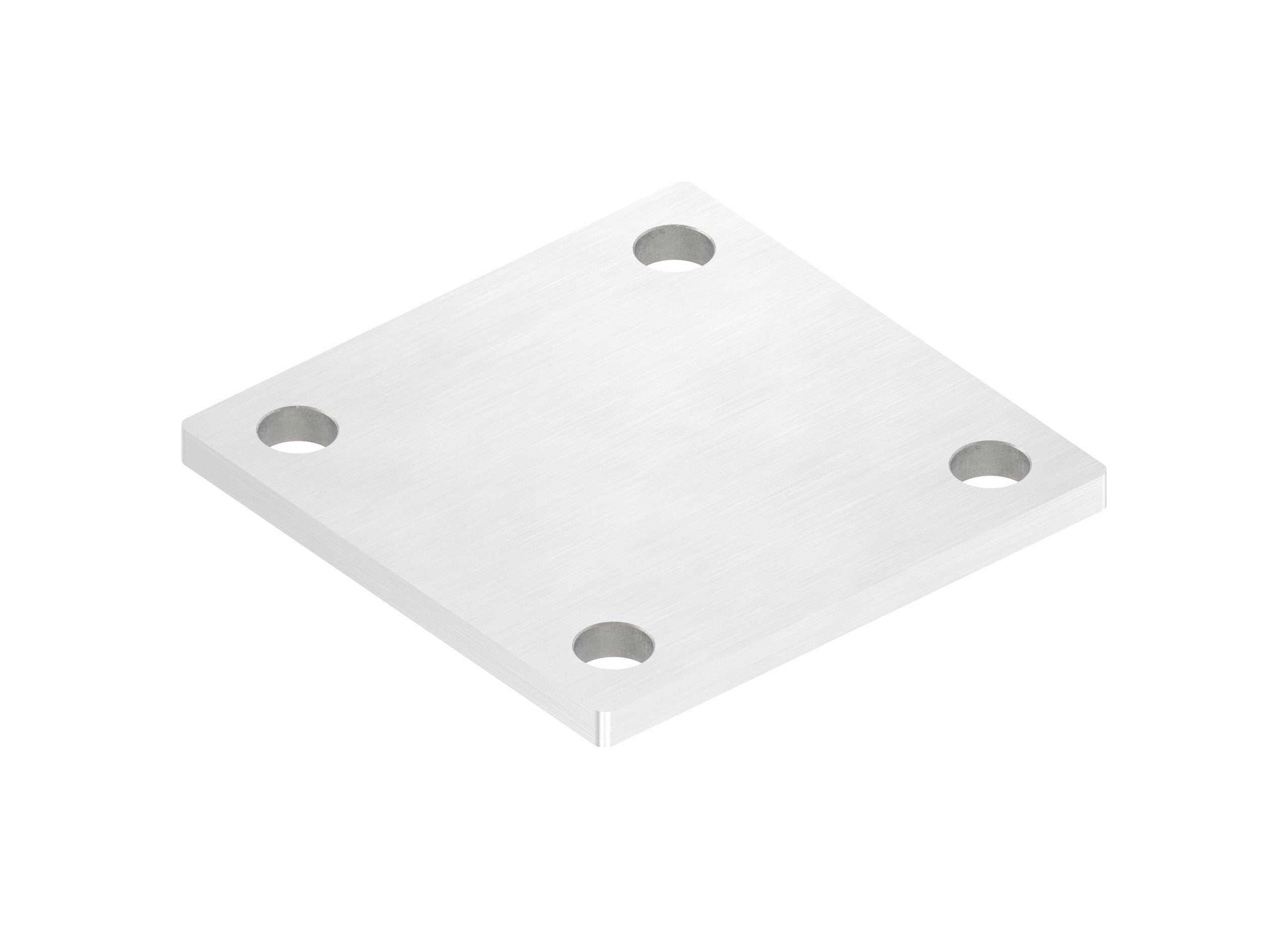 Edelstahl Ankerplatte quadratisch, ohne Fase, 4 Bohrungen, Längsschliff, V2A