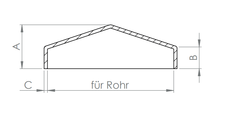 Edelstahl Pyramidenkappe für Quadratrohre, hohl, Ecken verschweißt, V2A