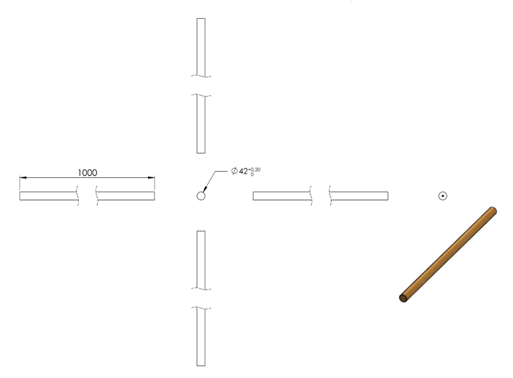 Holzhandlauf Buche, Ø 42 mm, gedämpft, geschliffen und lackiert, für den Innenbereich