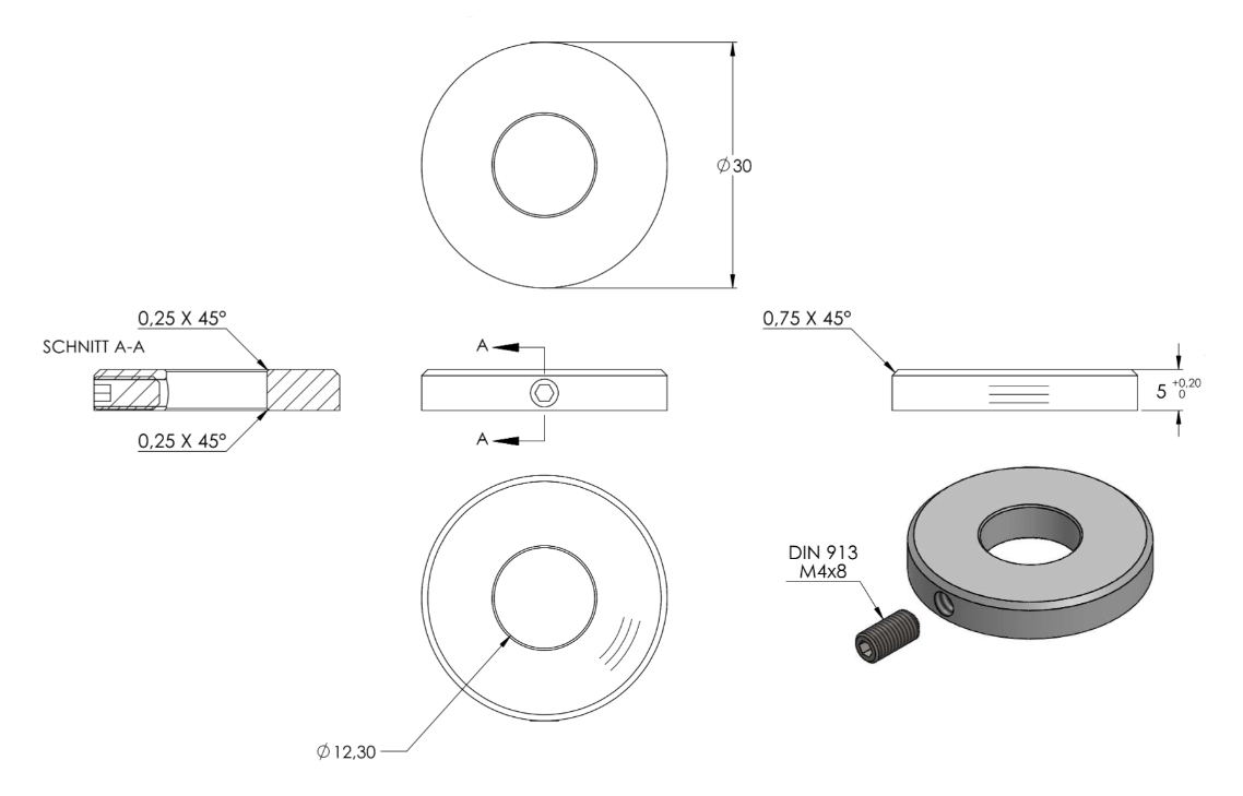 Zeichnung Ronde Ø 30 x 5 mm