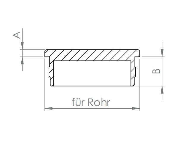 Edelstahl Rohrabschlussstopfen flach, hohl/gegossen, mit Rändelung, zum Einschlagen, V2A / V4A