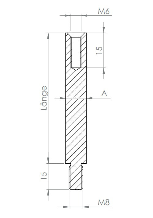 Stift Edelstahl, 1 x Außengewinde, 1 x Innengewinde, V2A / V4A