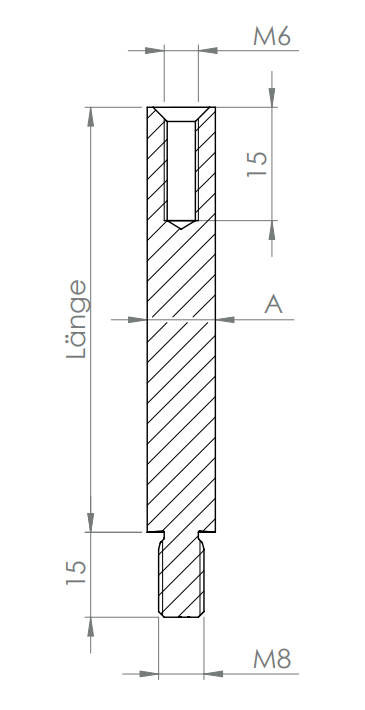 Stift Edelstahl, 1 x Außengewinde, 1 x Innengewinde, V2A / V4A