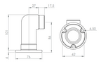 Edelstahl Wandhalter 90° für Rundrohre, lang, zum Einstecken ins Rohr, V2A