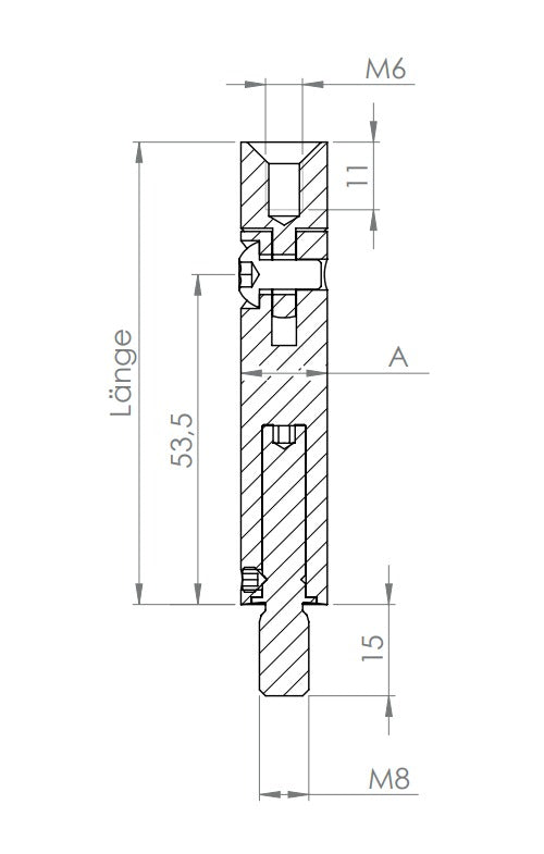 Gelenkstift Edelstahl, 360° drehbar, 1 x Außengewinde, 1 x Innengewinde, V2A / V4A