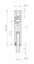Gelenkstift Edelstahl, 360° drehbar, 1 x Außengewinde, 1 x Innengewinde, V2A / V4A