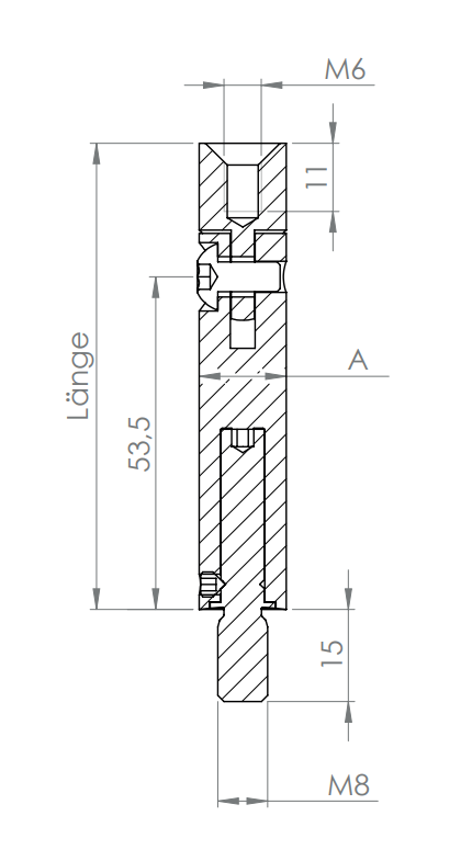 Gelenkstift Edelstahl, 360° drehbar, 1 x Außengewinde, 1 x Innengewinde, V2A / V4A