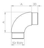 Edelstahl Rohrbogen 90°, zum Einstecken ins Rohr, V2A / V4A