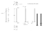 Edelstahlpfosten zur Bodenmontage, Länge 880mm, 4 x M8 Fließformgewinde, 180° versetzt, V2A