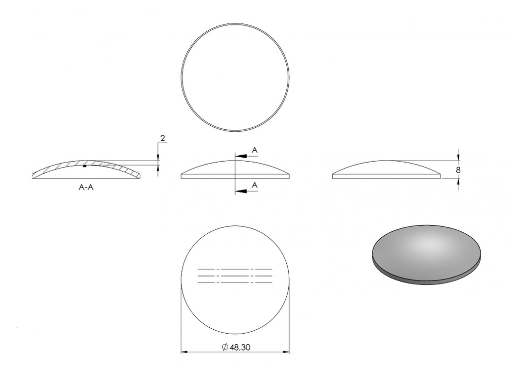 Zeichnung Rohrabschlussschale für Rohr Ø 48,3 mm
