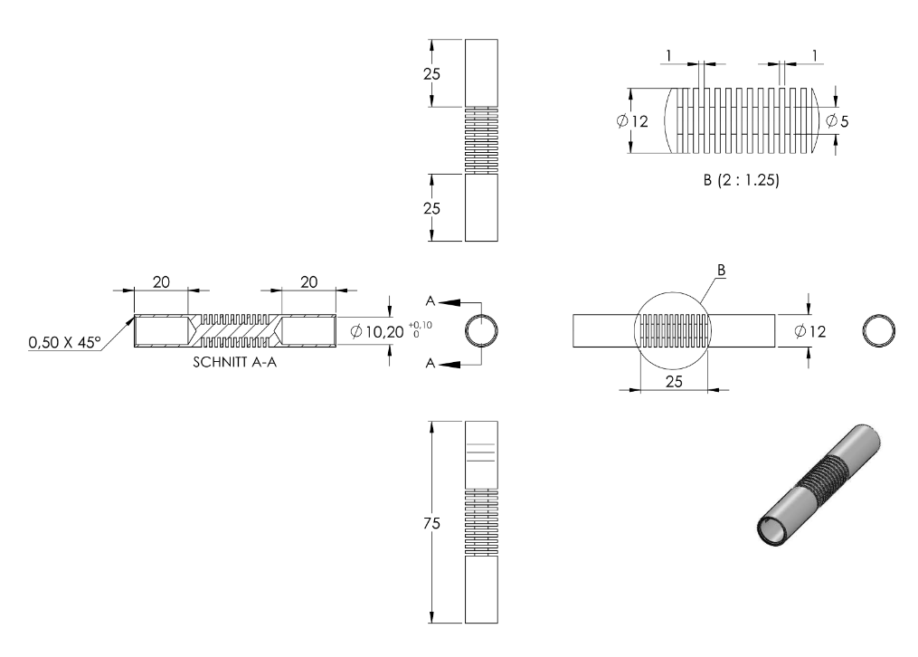 Zeichnung Stabverbinder für Rundstäbe mit  Ø 10 mm