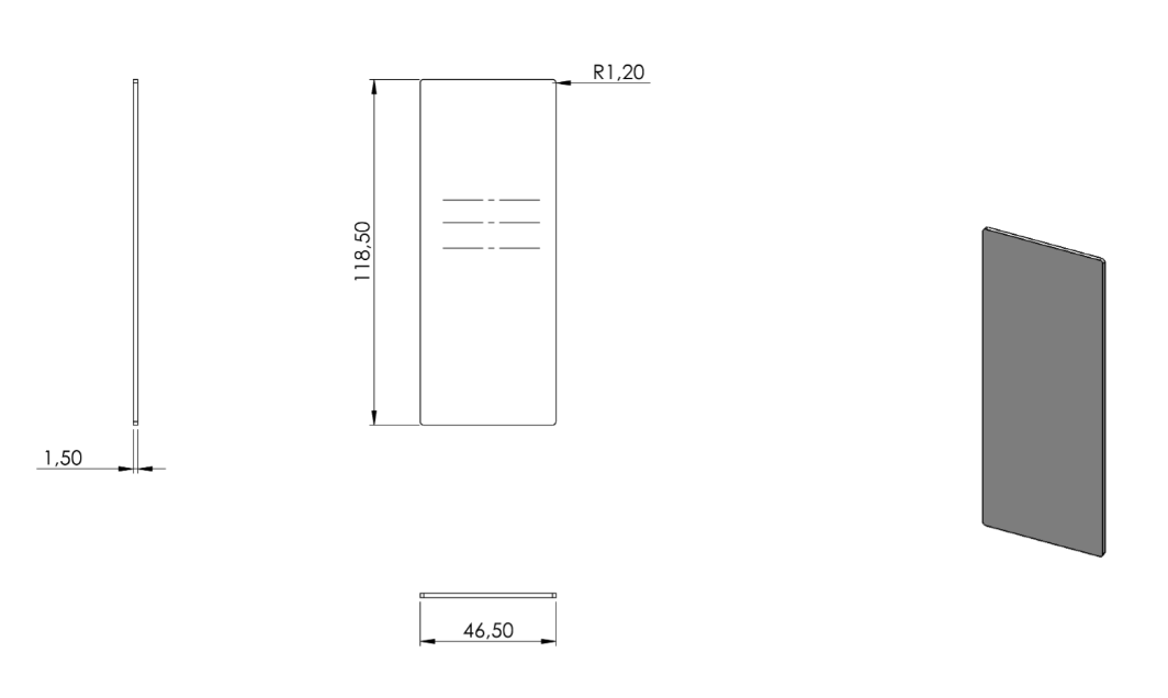 Endkappe zum Aufkleben für Alu-Profil eleganza STRONG, Holmlast 0.5 -3.0kN, aufgesetzte Montage