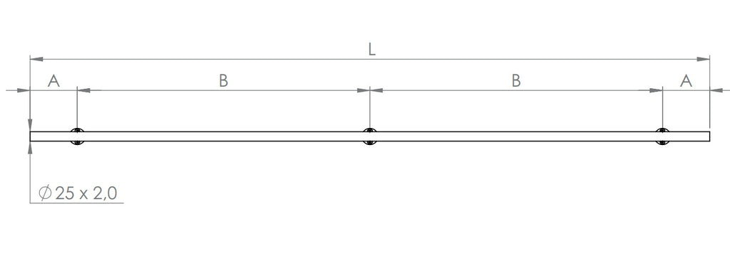 Laufschiene für Glasschiebetüren, mit 3 Bohrungen M8, V2A