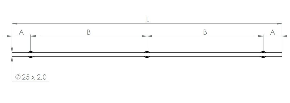 Laufschiene für Glasschiebetüren, mit 3 Bohrungen M8, V2A