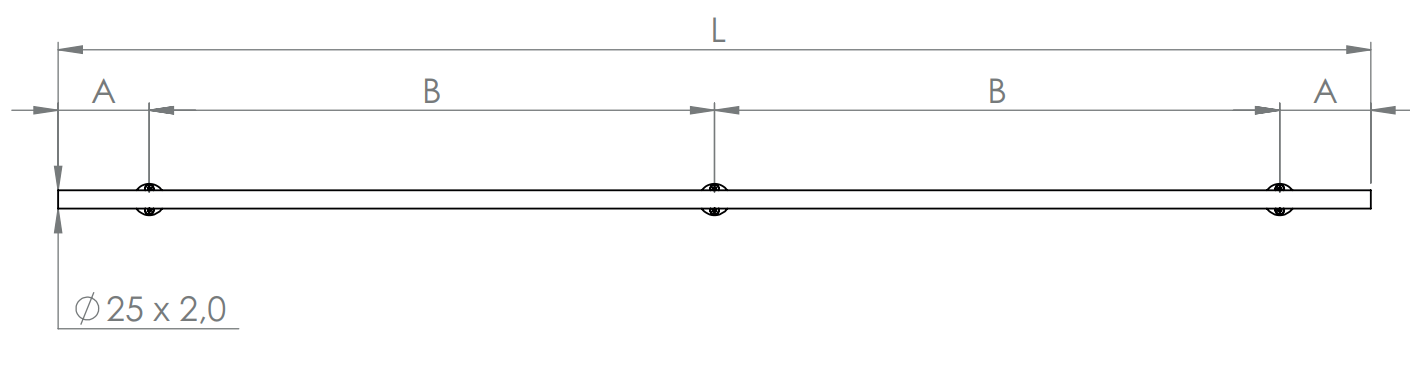 Laufschiene für Glasschiebetüren, mit 3 Bohrungen M8, V2A