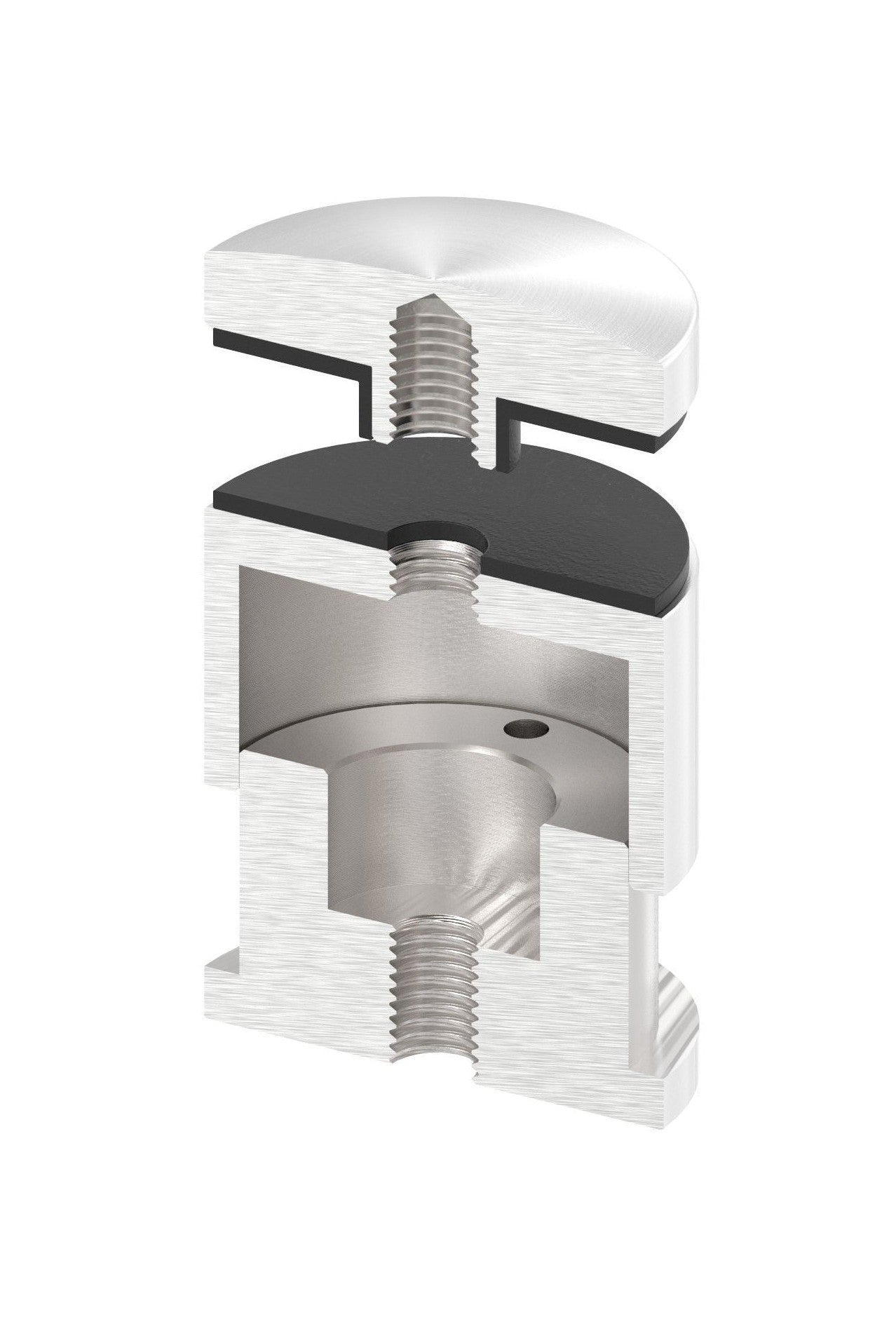 Glaspunkthalter Ø 52 mm, Klemmbereich 6.0 - 25.25 mm, verstellbarer Wandabstand 35 - 55 mm, V2A