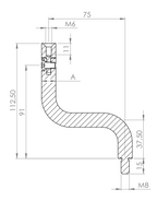 Gelenkbügel Edelstahl 2 x 90° gebogen,1 x Außengewinde, 1 x Innengewinde, V2A
