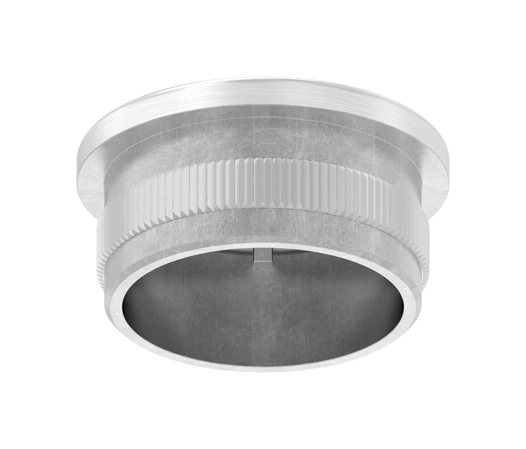 Edelstahl Rohrabschlussstopfen flach, hohl/gegossen, mit Rändelung, zum Einschlagen, V2A / V4A