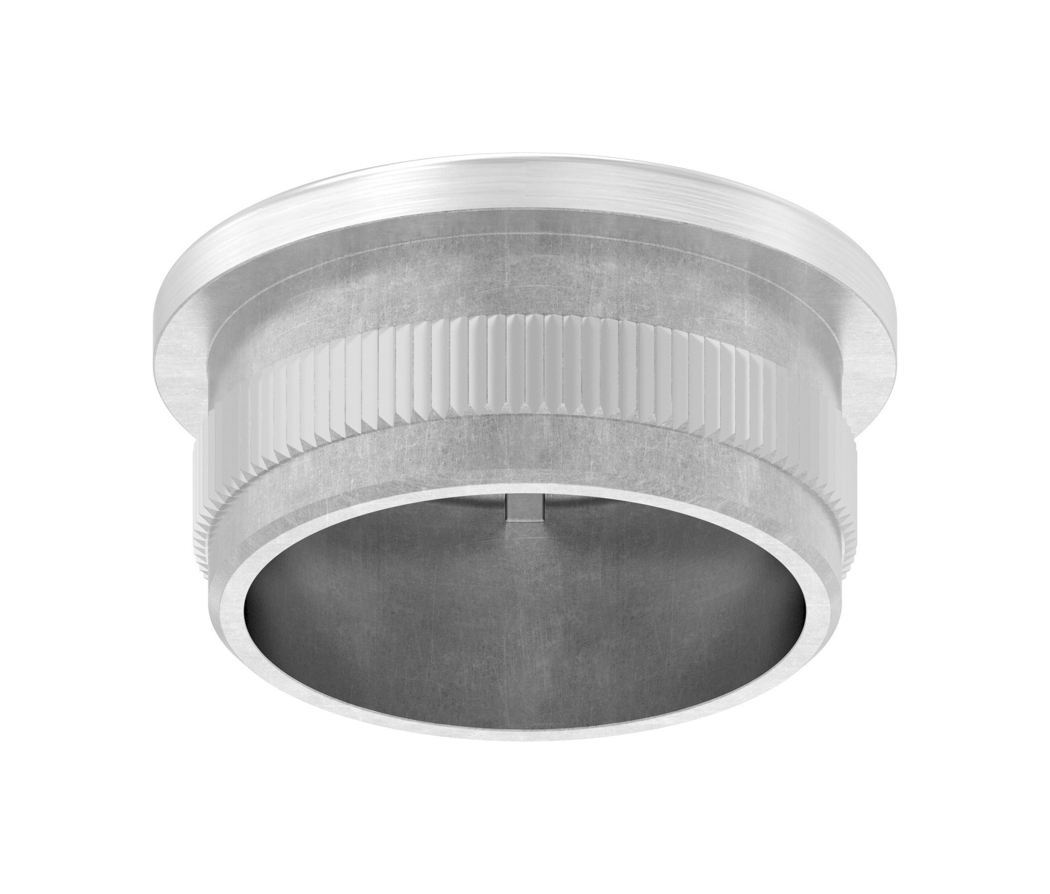 Edelstahl Rohrabschlussstopfen flach, hohl/gegossen, mit Rändelung, zum Einschlagen, V2A / V4A