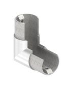 Eckbogen vertikal / Rahmenecke 90° für Rund-Nutrohr, Edelstahl