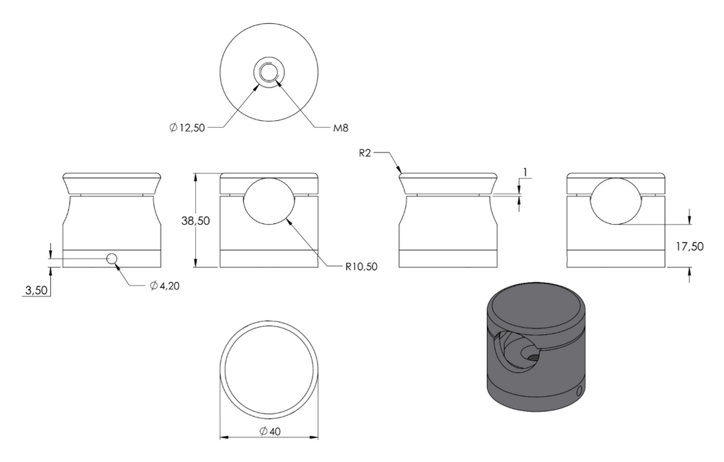 Zeichnung BRENK-fix® Grundhalter für Rundstab Ø 20 mm