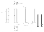 Edelstahlpfosten zur Bodenmontage, Länge 880mm, 2 x M8 Fließformgewinde, V2A