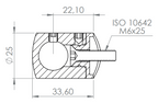 Querstabhalter Ø 25 mm, mit Durchgangsbohrung, V2A