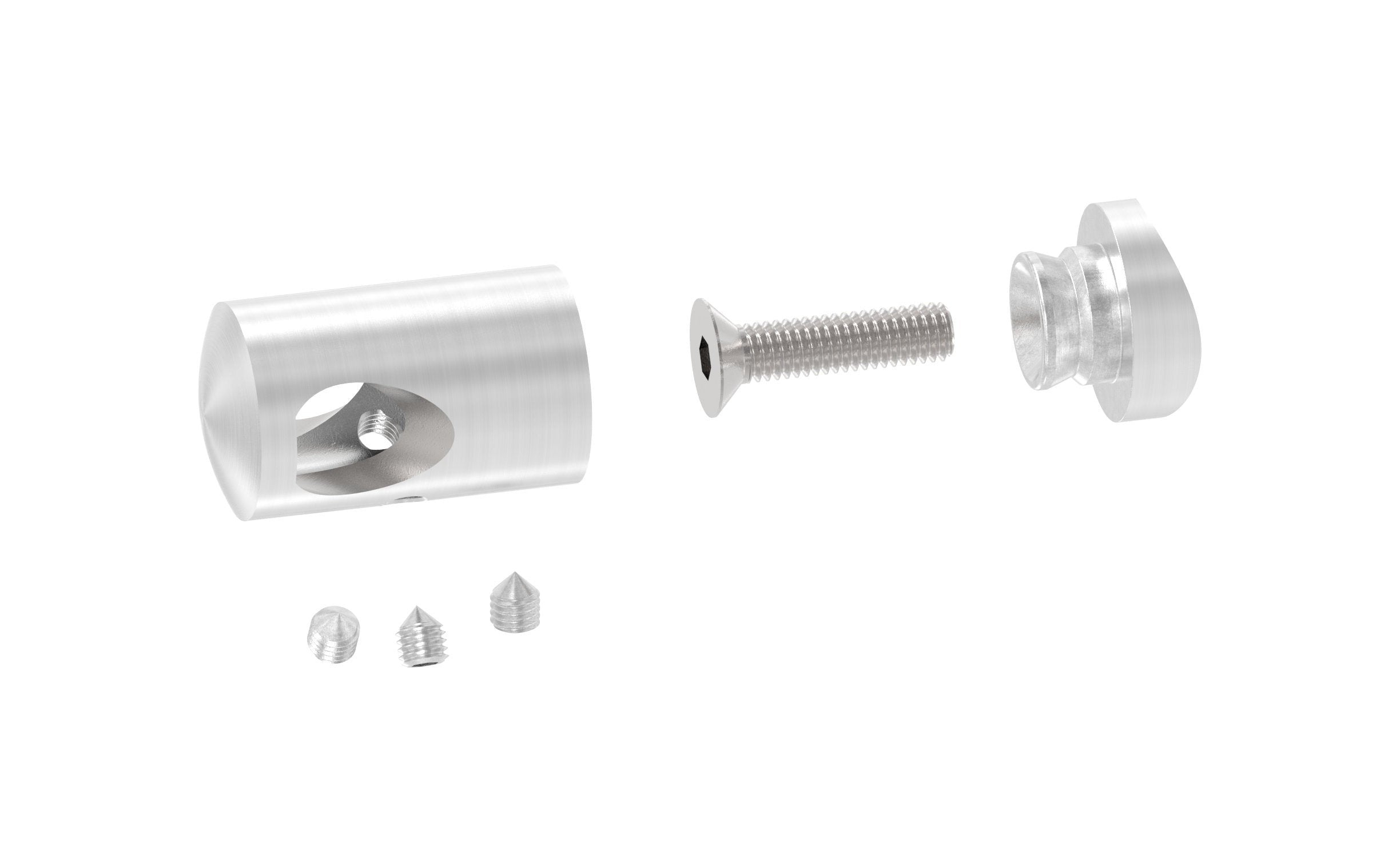 Querstabhalter Ø 22 mm, für 90° Außenecke, mit Durchgangsbohrung, V2A / V4A