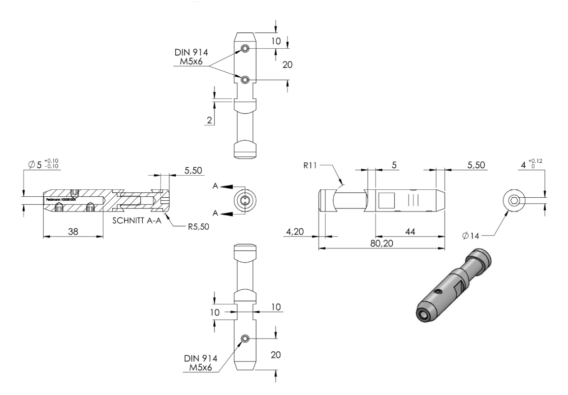 Zeichnung Seilhalter für Seil Ø 4 mm