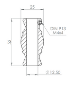 Edelstahl Zierhülse mit Durchgangsbohrung, Höhe 52 mm, V2A