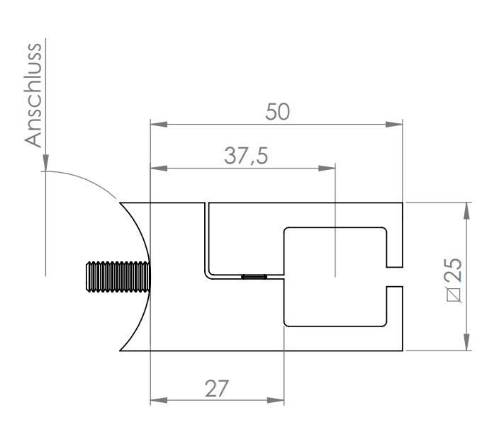 Blechhalter für quadratisches Klemmprofil 20 x 20 mm, V2A