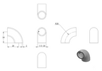 Zeichnung Schweißbogen 90° Durchmesser 21,3 mm, Wandstärke 2,0 mm