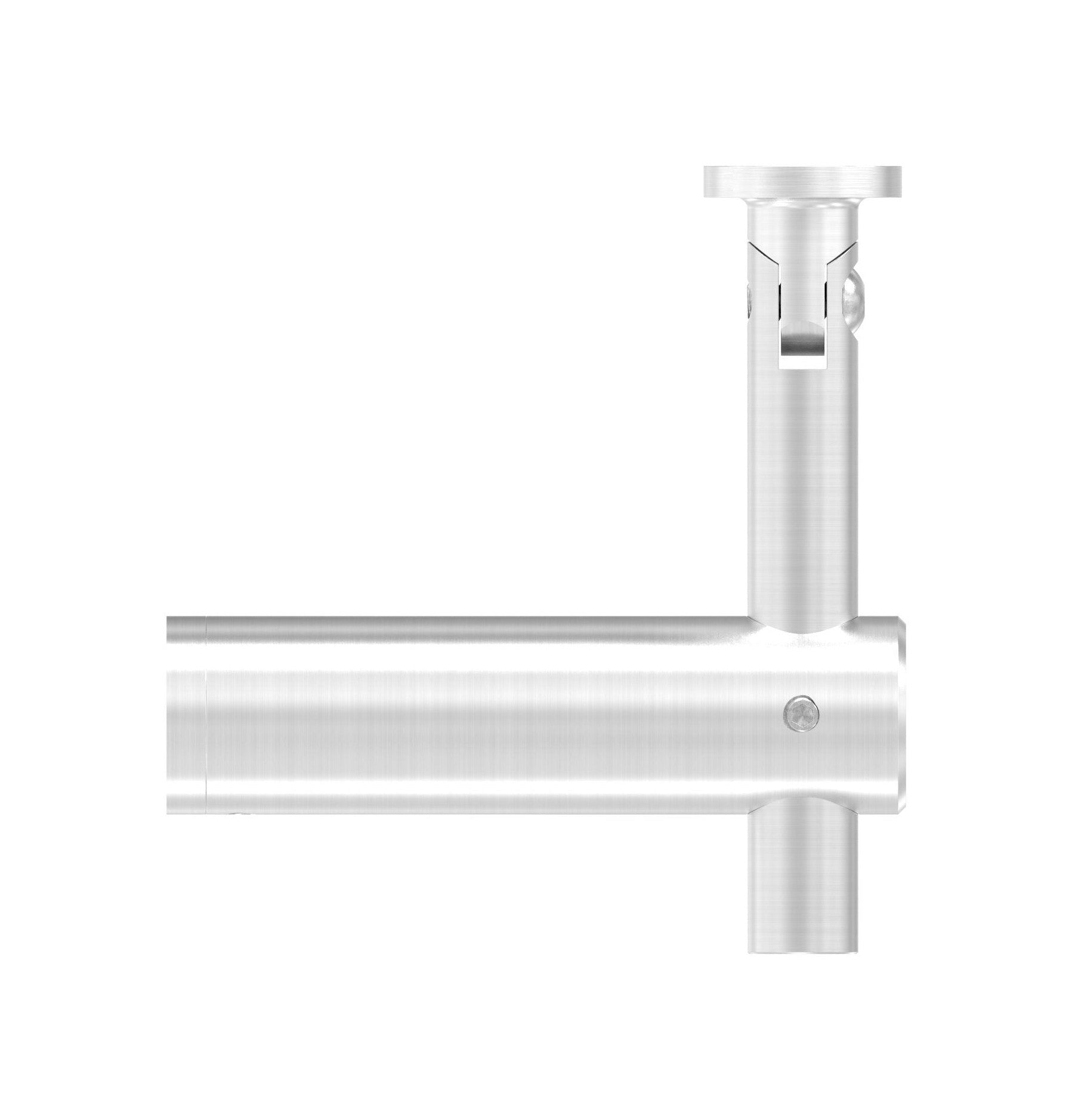 höhenverstellbarer Handlaufhalter mit Gelenk und Halteplatte, zum Anschrauben des Handlaufs, V2A
