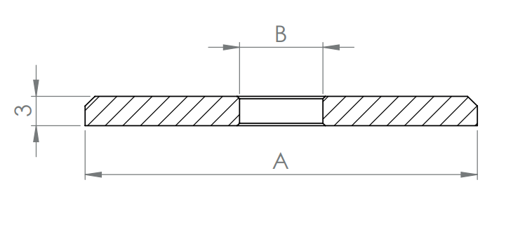 Beilagscheibe Stärke 3 mm, mit Fase und Bohrung, V2A