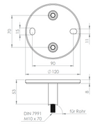 Edelstahl Wandbefestigung für Geländerpfosten 42,4 mm, mit 2 Langlöchern, V2A