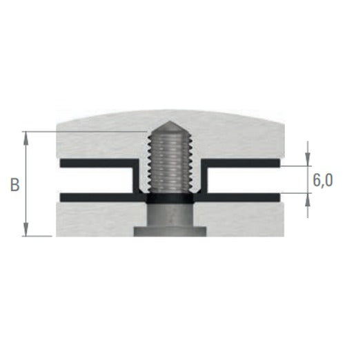 Glaspunkthalter Ø 52 mm selbst zusammenstellen, Oberteil inklusive Gummis, V2A