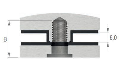 Glaspunkthalter Ø 52 mm selbst zusammenstellen, Oberteil inklusive Gummis, V2A