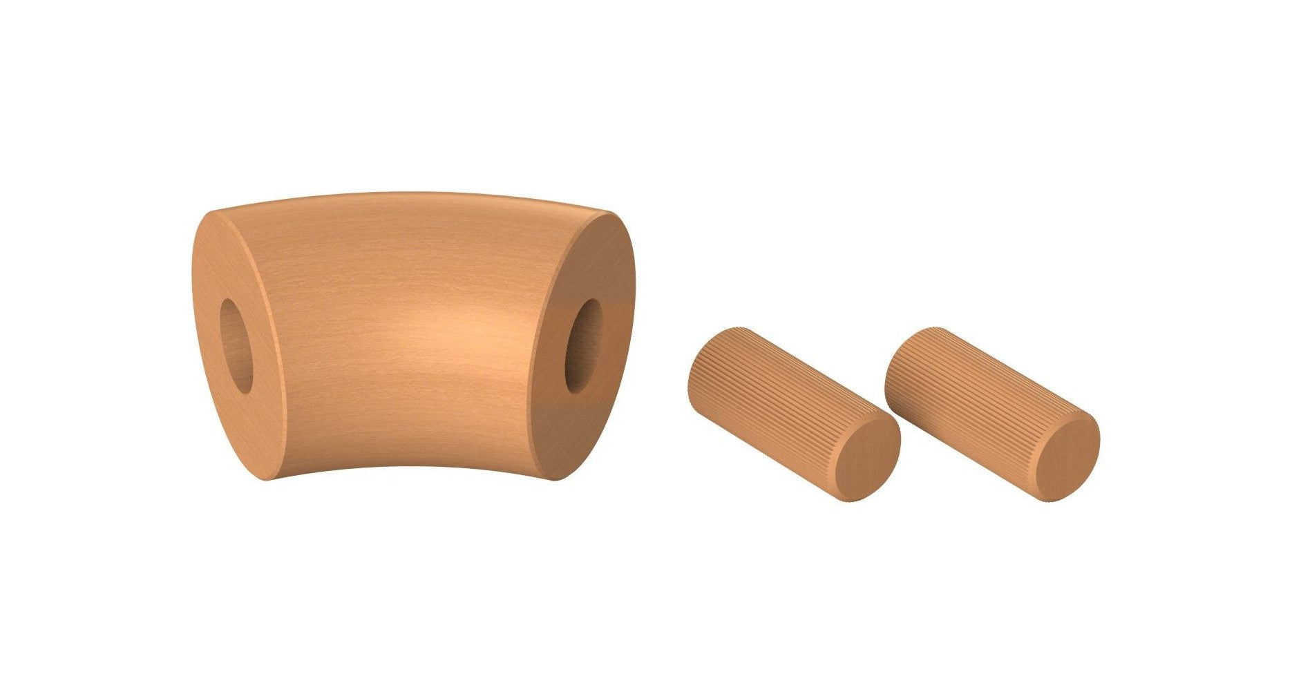 45° Bogen für Holzhandlauf Buche,  Ø 42 mm, geschliffen und lackiert, für den Innenbereich