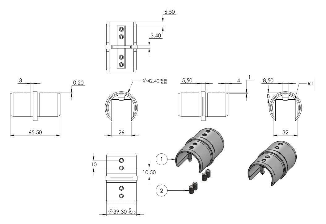 Zeichnung Rohrverbinder Ø 60,3 mm