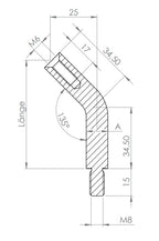 Stift Edelstahl, gebogen 135°,1 x Außengewinde, 1 x Innengewinde, V2A
