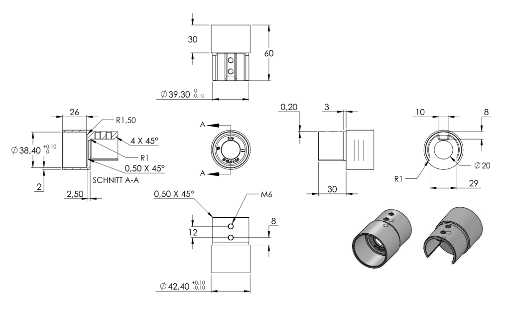 Nutrohr-Adapter auf Steckverbinder für Rohr Ø 42,4 mm, V4A