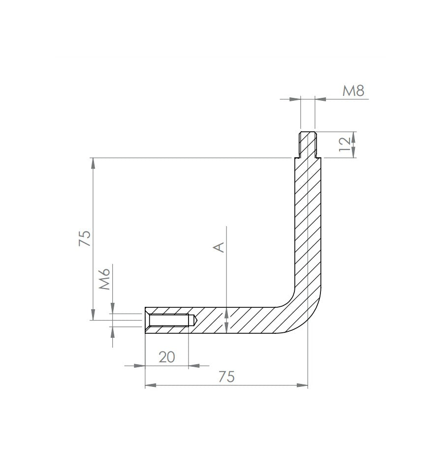 Bügel Edelstahl, 90° gebogen, 1 x Innengewinde, 1 x Außengewinde, V2A
