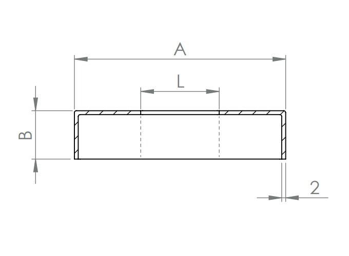 Edelstahl Abdeckrosette für Quadratrohre, mit Mittelbohrung, Längsschliff, V2A / V4A