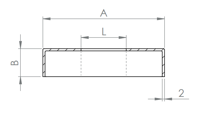 Edelstahl Abdeckrosette für Quadratrohre, mit Mittelbohrung, Längsschliff, V2A / V4A