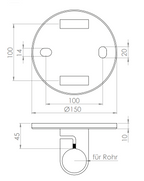 Edelstahl Wandbefestigung für Geländerpfosten zum Spannen, Platte 150 x 150 x 10 mm, V2A