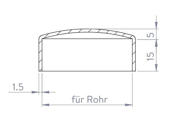 Edelstahl Endkappe gewölbt, hohl/gegossen, zum Aufstecken, V2A / V4A